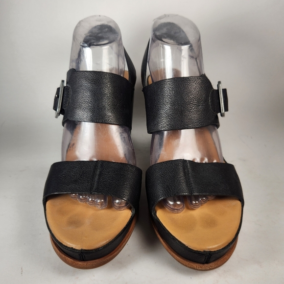 KORK EASE Womens San Carlos Sandal Size 9 Black Leather Platform Slingback - Picture 12 of 12